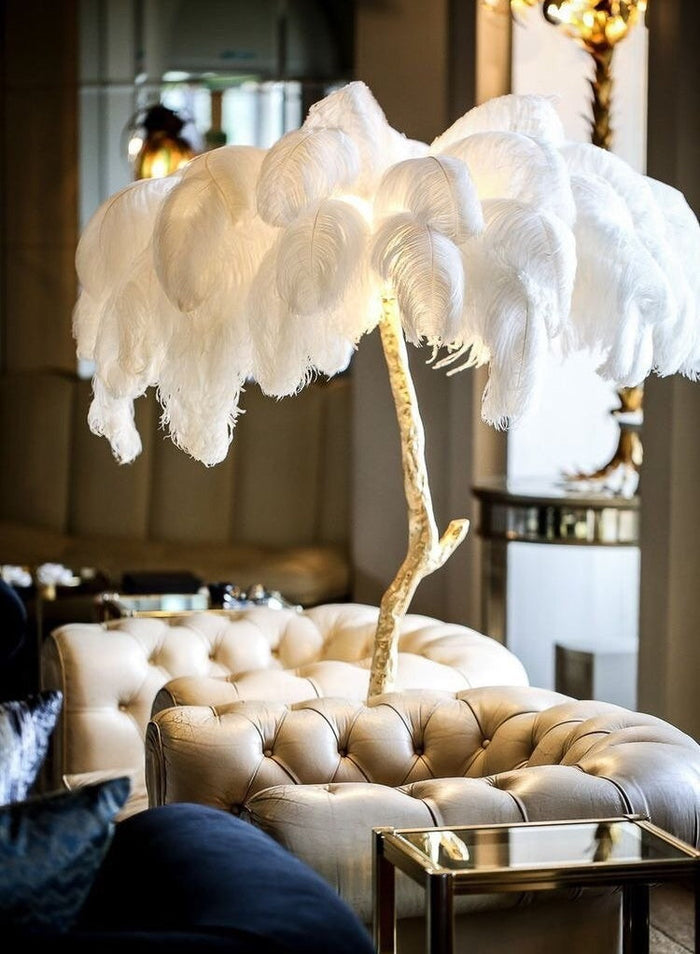 Feather Floor Lamp Nordic Decoration Ostrich Feather MCM NEW deals IN BOX