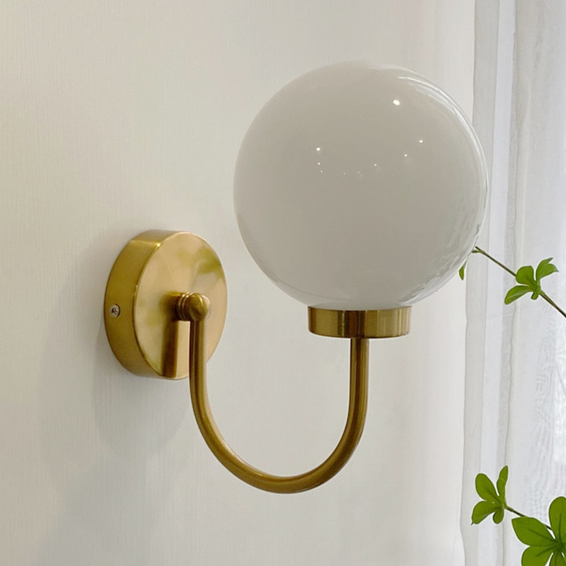 Copper Curved Glass Ball Wall Sconce
