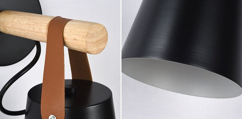 Leather Strap Wood Wall Lamps