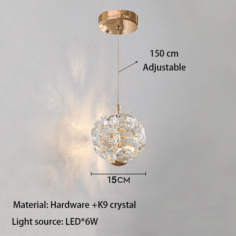 Sphere K9 Pure Crystal Noble Pendant Lamps