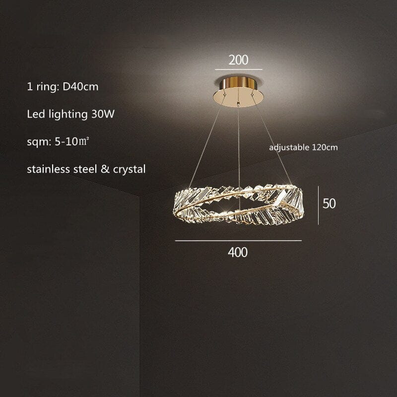 Gold Plated K9 Crystals Irregular Ring Chandelier