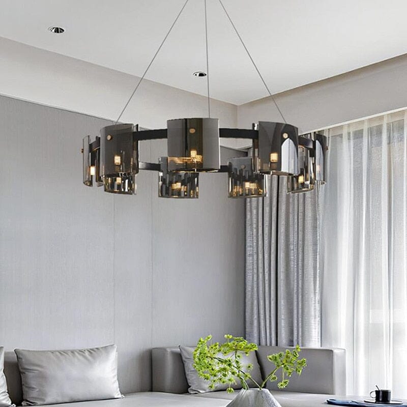 Scandinavian Square Glass Round Ceiling Chandelier