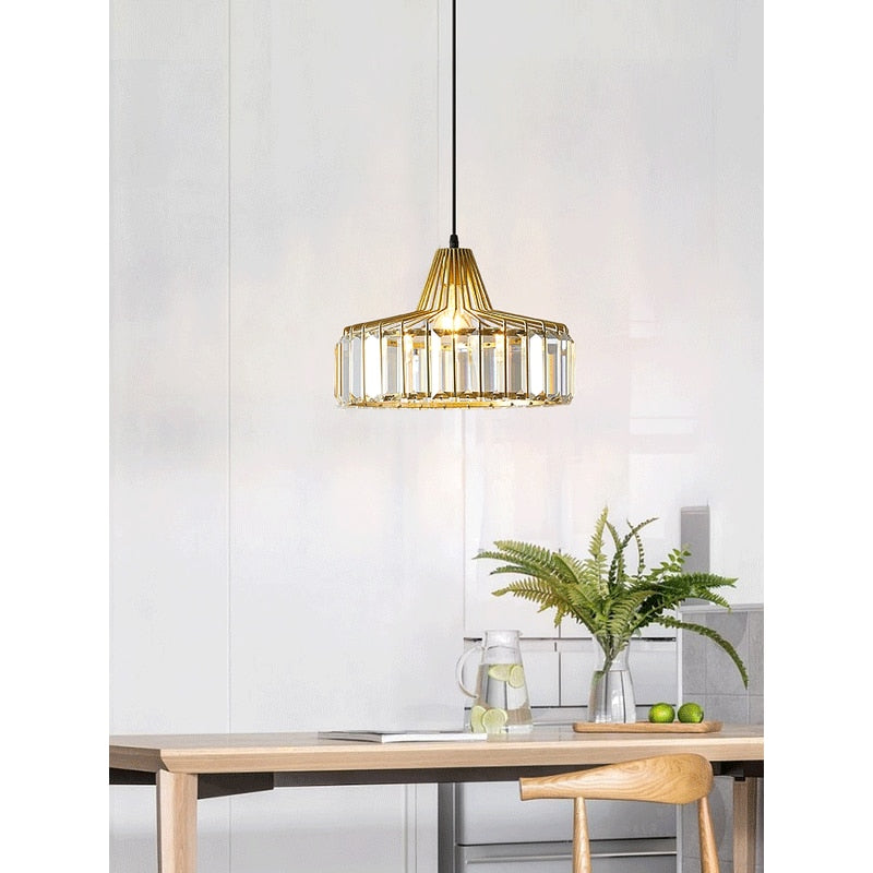 Contemporary Circular Crystal Pendant Light