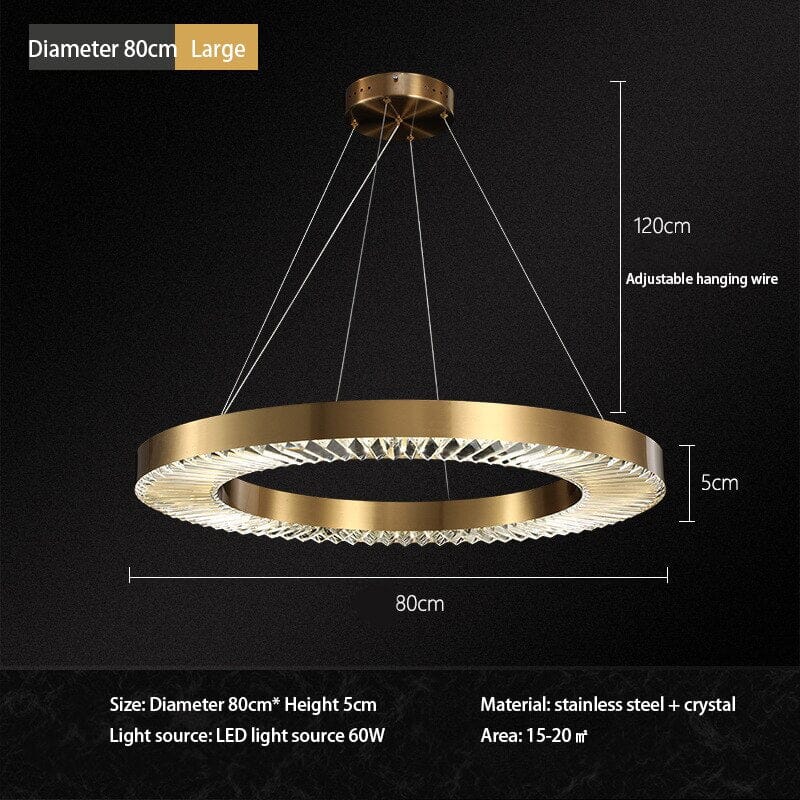 Crystal Ring Gold Frame Chandelier Lamp