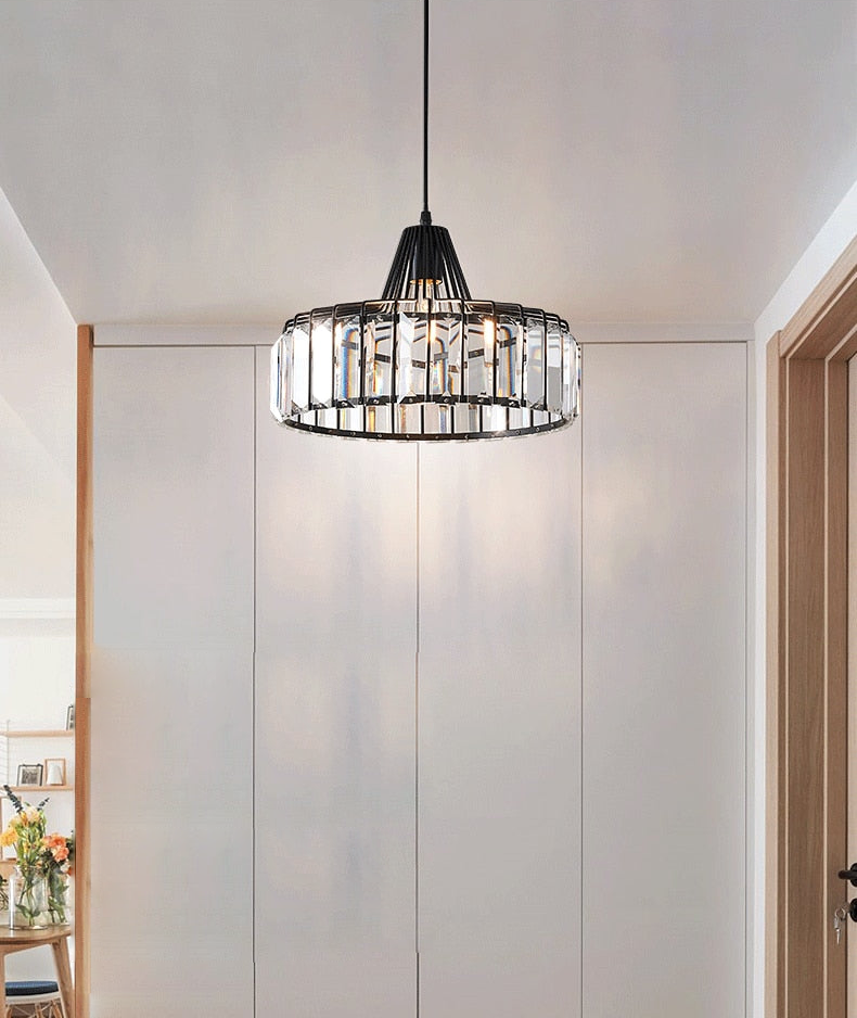 Contemporary Circular Crystal Pendant Light