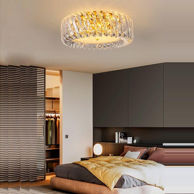 Postmodern Round Stainless Steel Crystal Chandelier