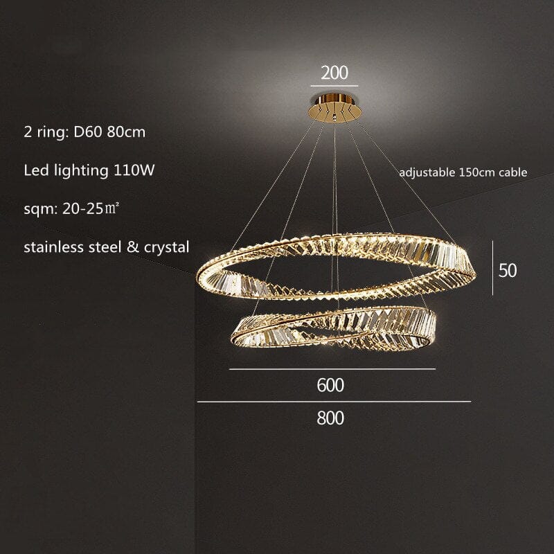 Gold Plated K9 Crystals Irregular Ring Chandelier