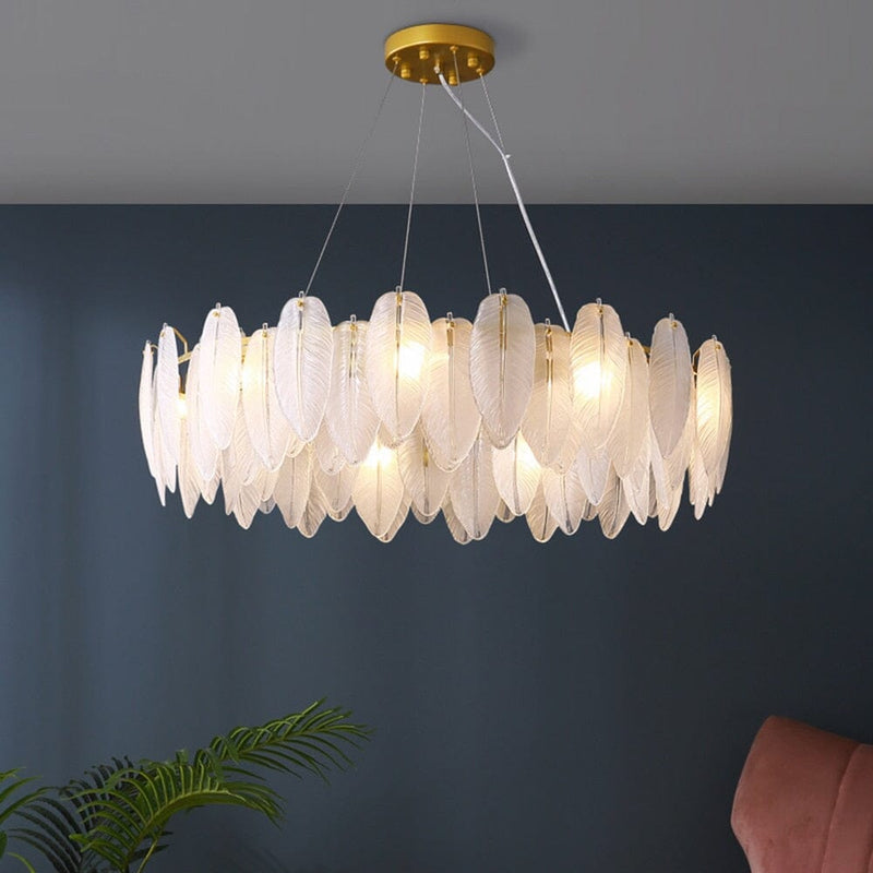 Crystal Creative Feather Glass Chandeliers Lamp