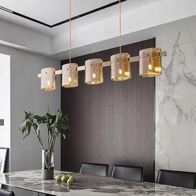 Scandinavian Square Glass Round Ceiling Chandelier