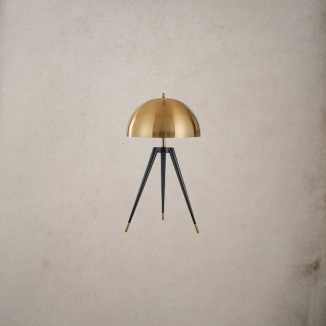 Vintage Standing Tripod Gold Mushroom Lamp