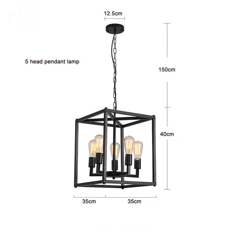 Industrial Farmhouse Metal Lantern 4-Light Chandeliers