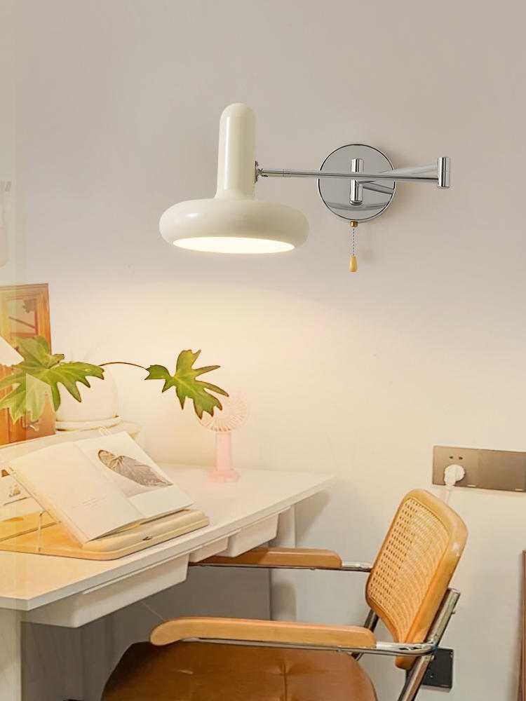 Swing Arm White Capsule Wall Lamp