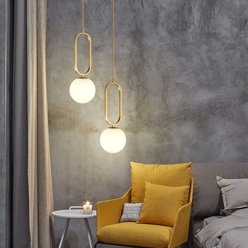 Metal Hooked Glass Ball Pendant Lights