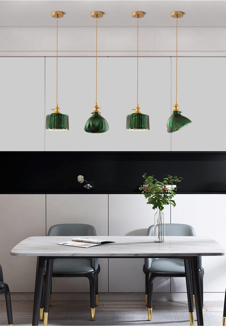 Japanese Minimalist Green Glass Pendant Light