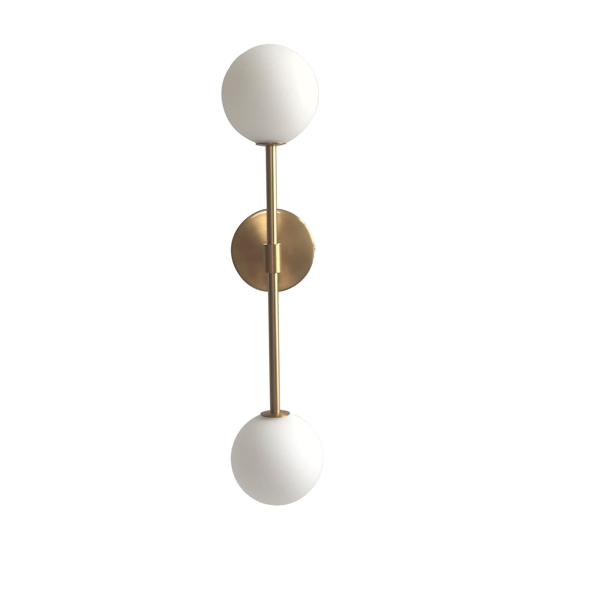 Golden Milky Round Glass Double Ball Wall Lamp