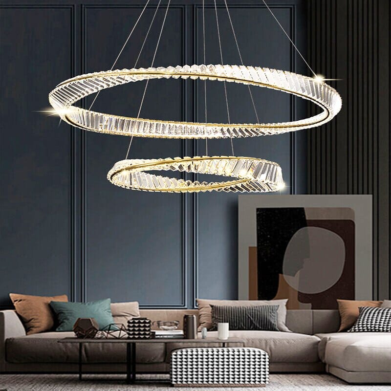 Gold Plated K9 Crystals Irregular Ring Chandelier