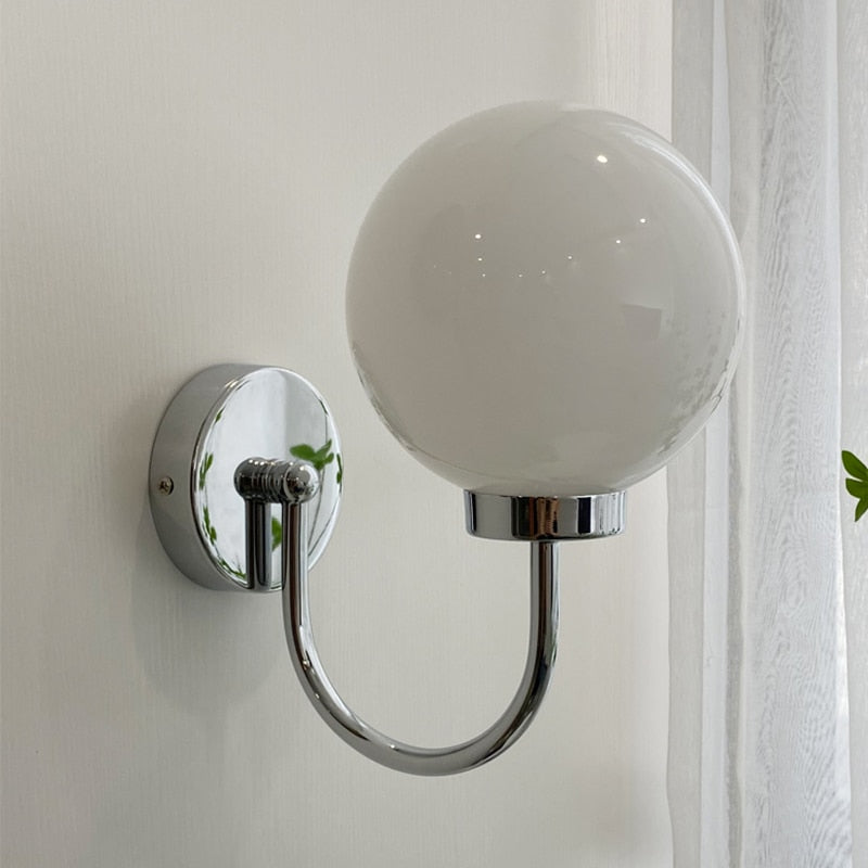 Copper Curved Glass Ball Wall Sconce