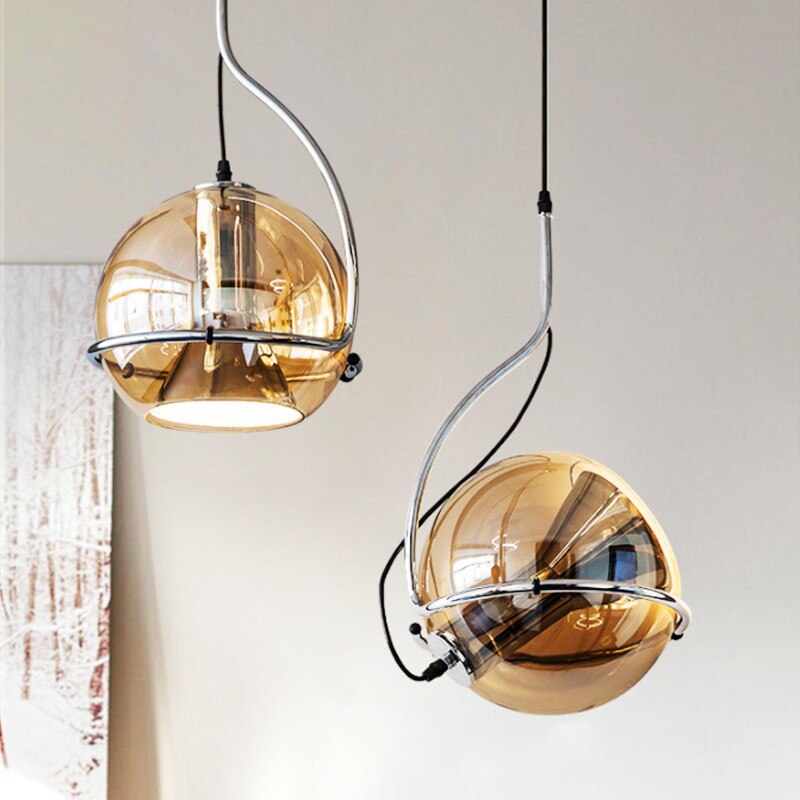 Nordic Postmodern Simple Amber Glass Pendant Light