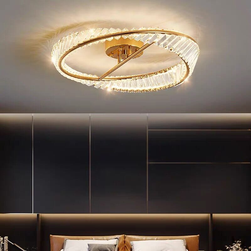 Gold Plated K9 Crystals Irregular Ring Chandelier