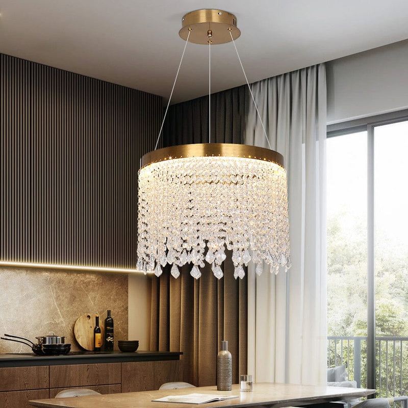 Luxury Golden Tassels Crystal Circular Chandelier