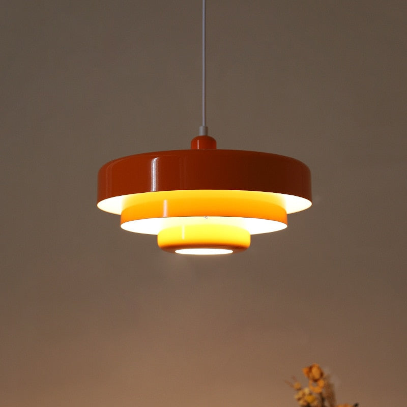 Multicolored Lacquered Metal Pendant Light