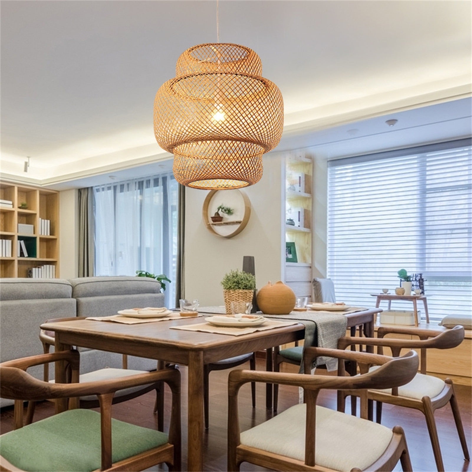 Hand Knitted Weaving Bamboo Pendant Lamp