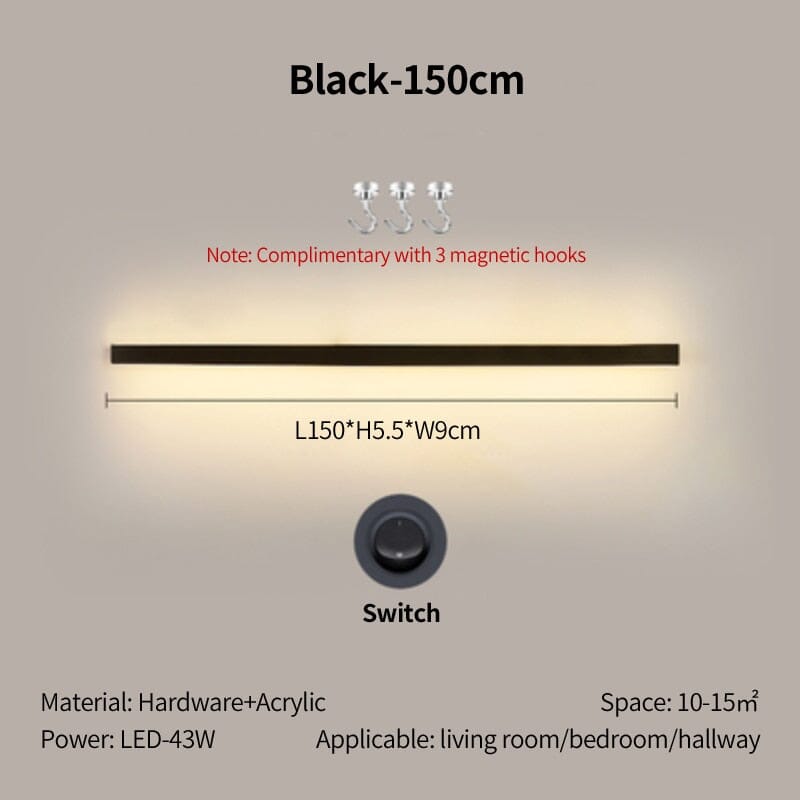 Simple Long Strip Shelf Eye Protection Wall Lamp