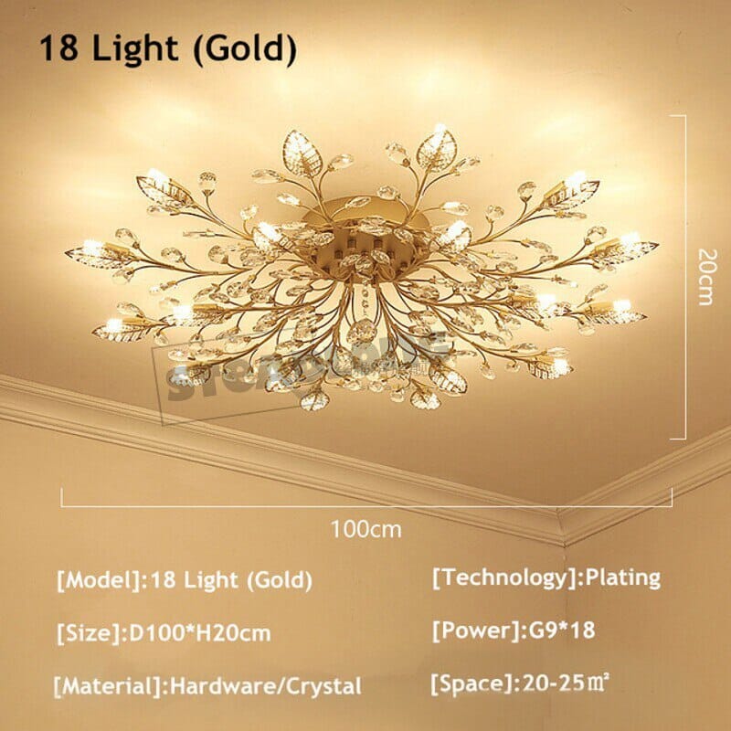 Kristallen Blad Luxury K9 Crystal Chandelier Lamp