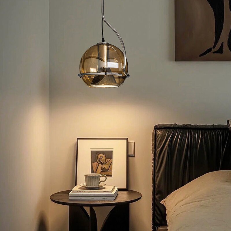 Nordic Postmodern Simple Amber Glass Pendant Light