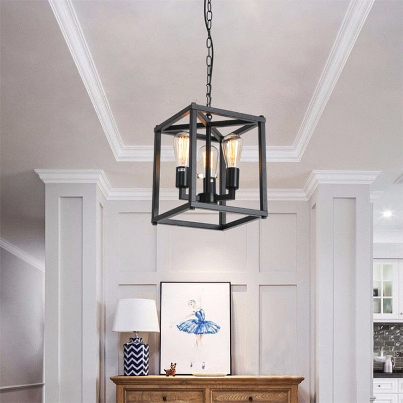 Industrial Farmhouse Metal Lantern 4-Light Chandeliers