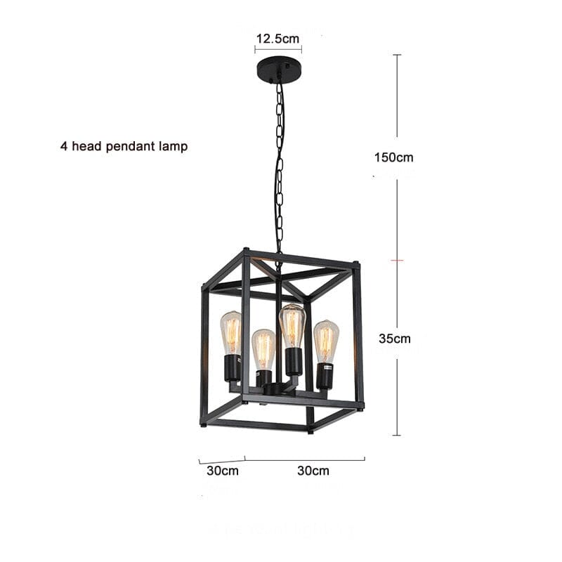 Industrial Farmhouse Metal Lantern 4-Light Chandeliers