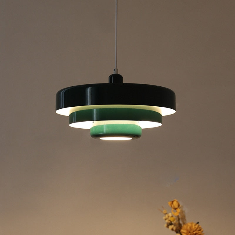 Multicolored Lacquered Metal Pendant Light