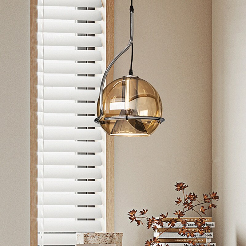 Nordic Postmodern Simple Amber Glass Pendant Light