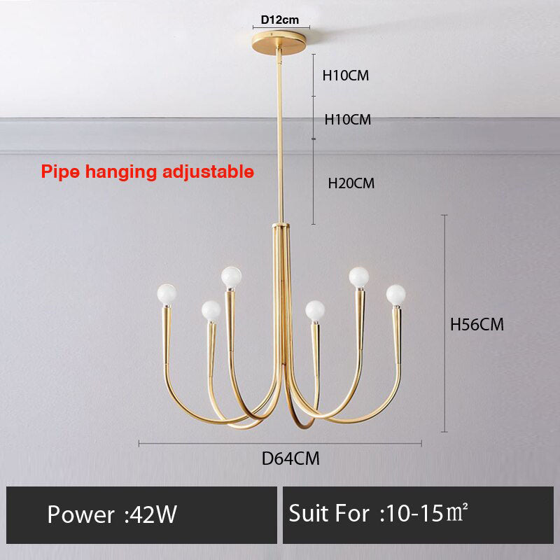 Retro Style Swoop Arm Luxury Chandelier Lamps