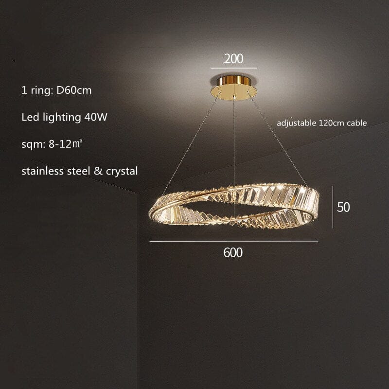 Gold Plated K9 Crystals Irregular Ring Chandelier
