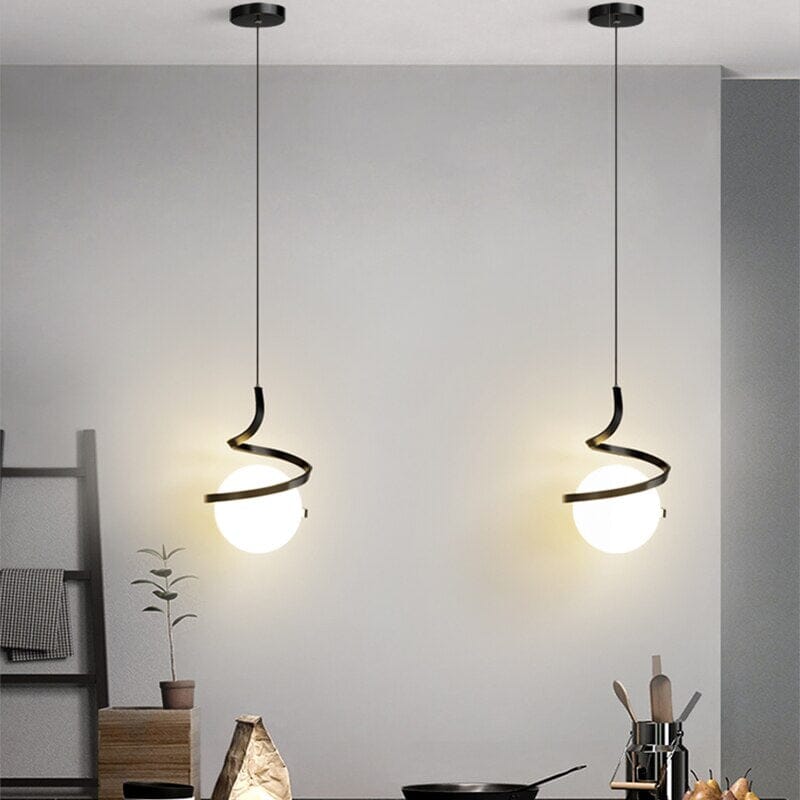 Nordic LED Spiral Holding Globe Pendant Lights