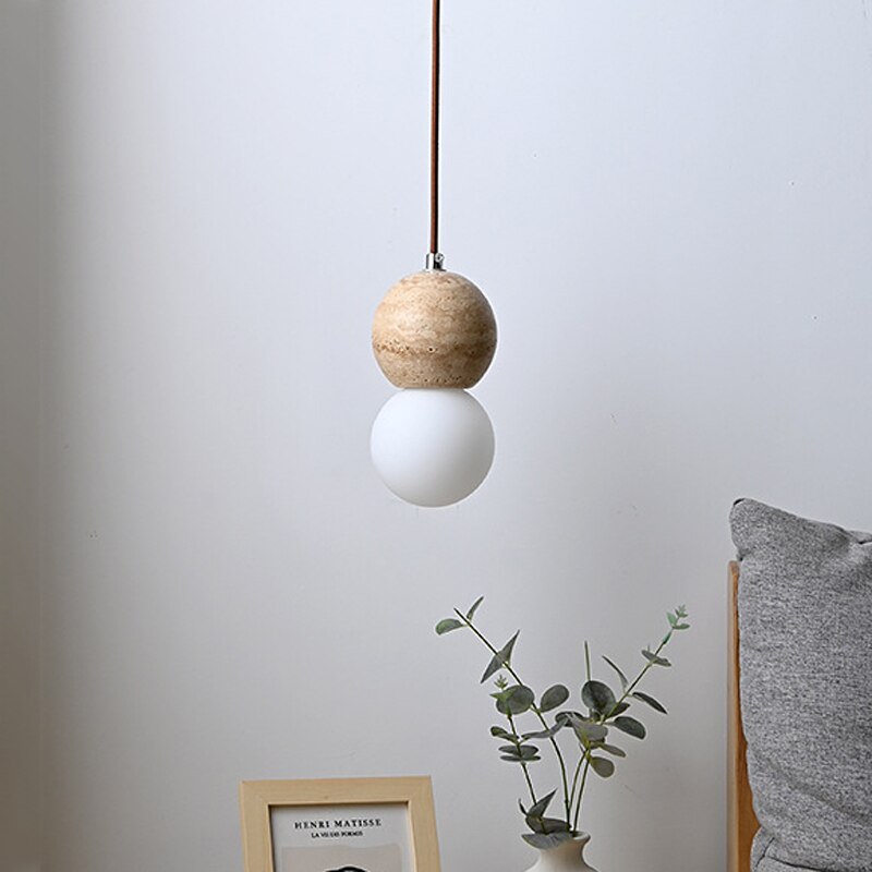 Travertine Suspended Droplight Pendant Lamp