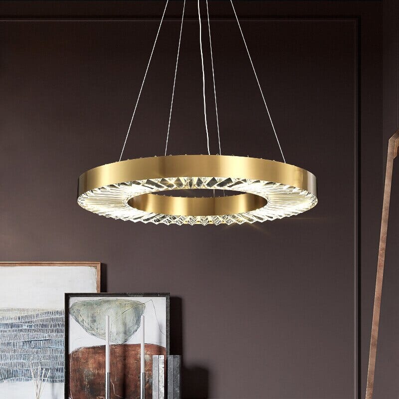 Crystal Ring Gold Frame Chandelier Lamp