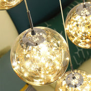 Modern Spiral Stair Glass Ball String Chandelier