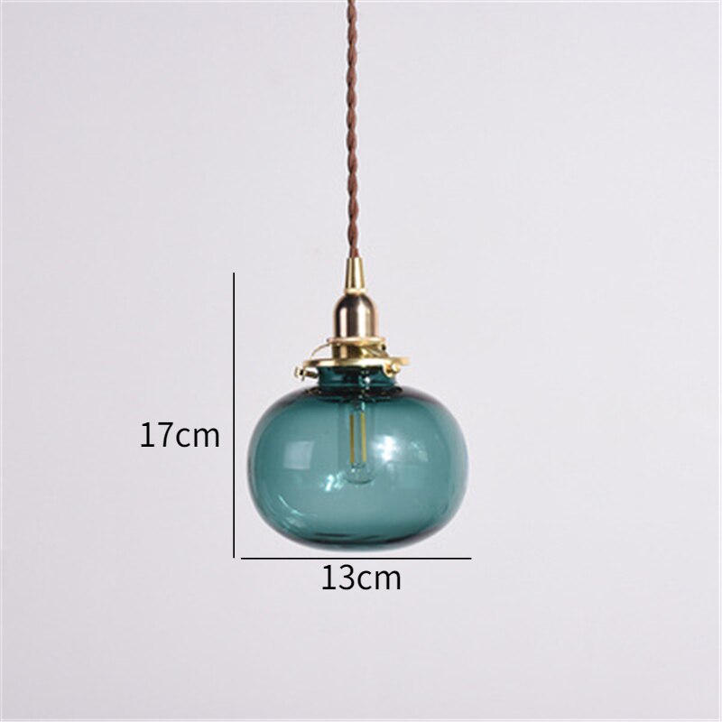 Japanese Style Retro Brass Glass Pendant Lamp