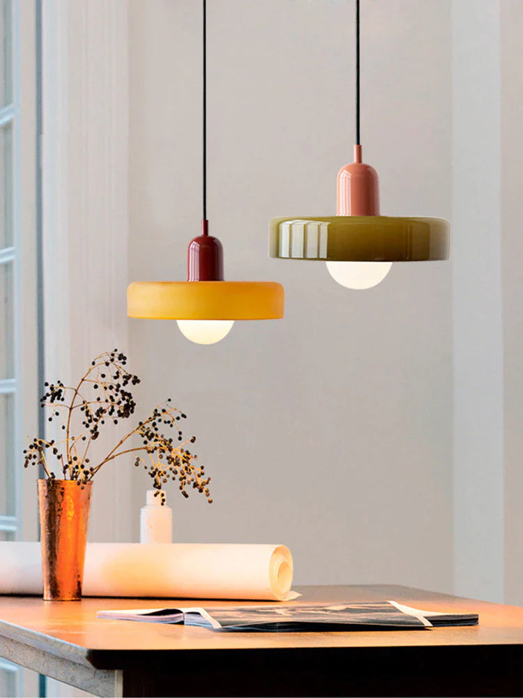 Vintage Scandinavian Glass Pendant Light