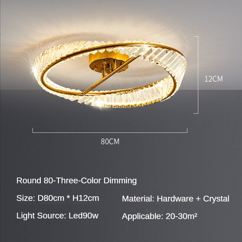 Gold Plated K9 Crystals Irregular Ring Chandelier