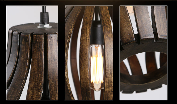 Wood LED Hanging Pendant Lamp