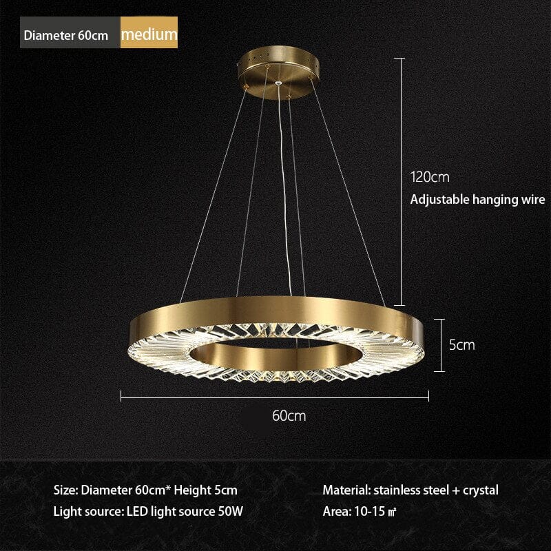 Crystal Ring Gold Frame Chandelier Lamp
