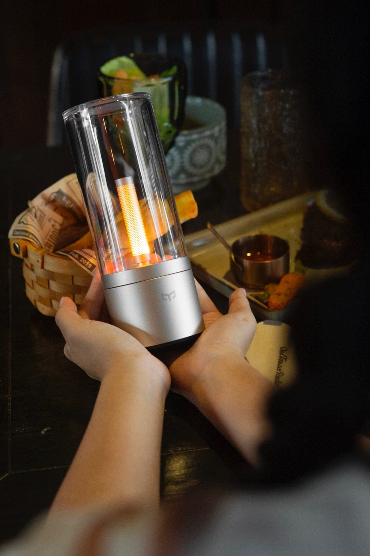 Yellow Nightstand Rechargeable Candle Table Lamp