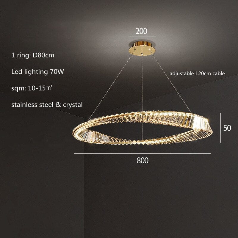 Gold Plated K9 Crystals Irregular Ring Chandelier