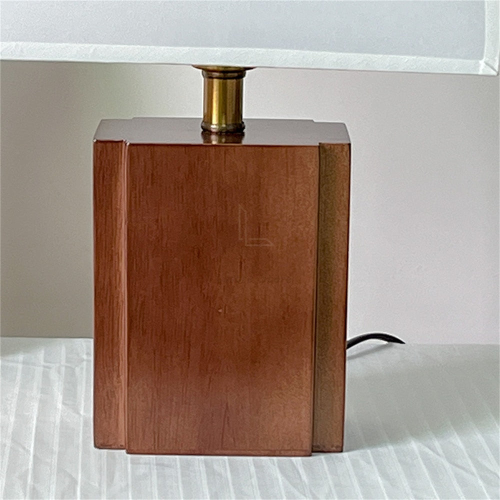Retro Solid Wood Fabric Lampshade Table Lamp