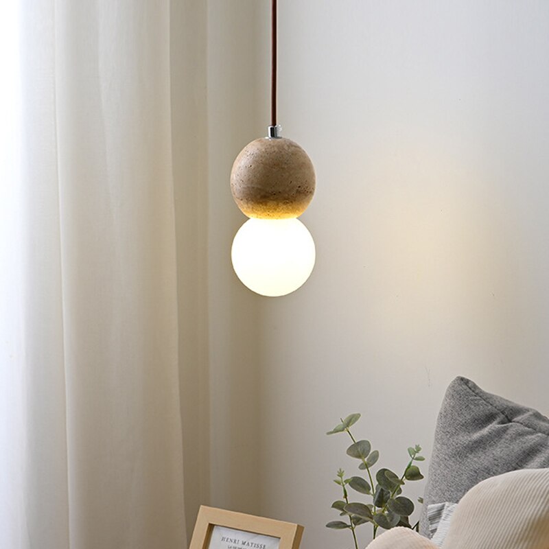 Travertine Suspended Droplight Pendant Lamp