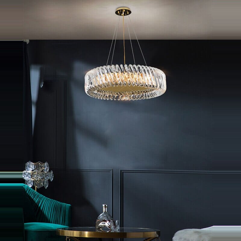 Postmodern Round Stainless Steel Crystal Chandelier