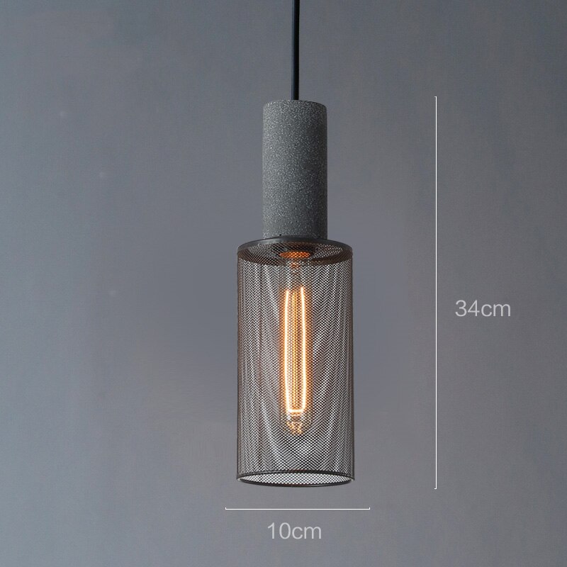 Iron Lampshade Cement Bar Pendant Lamp